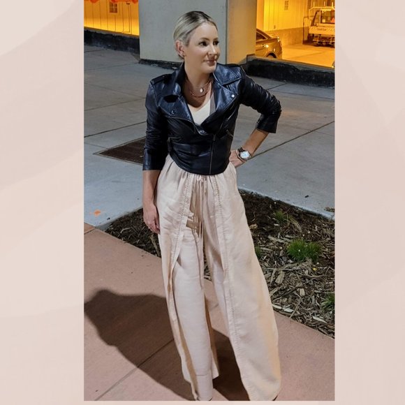 Wide Leg Pant & Crop Top Set |  Tan - Picture 4 of 4